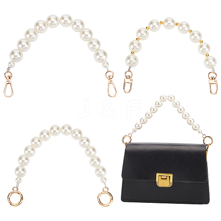 WADORN 3Pcs 3 Style Plastic Imitation Pearl Bead Bag Straps DIY-WR0002-46-1