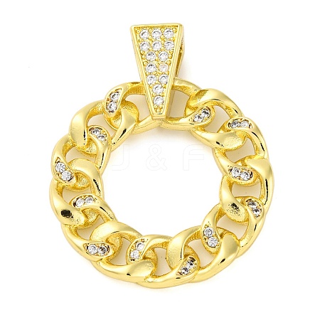 Rack Plating Brass Micro Pave Cubic Zirconia Pendants KK-M021-08G-01-1