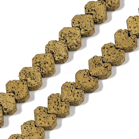 Electroplated Natural Lava Rock Beads Strands G-Q1009-G01-02E-1