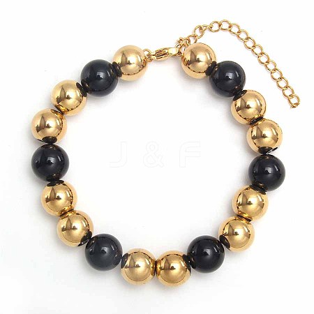 Simple Fashion Round Stainless Steel Beaded Bracelets for Women UG2742-16-1