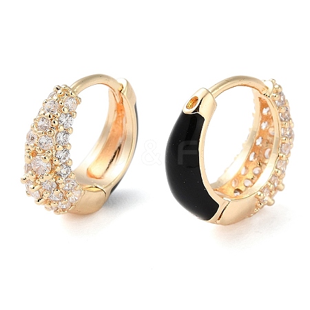 Brass Micro Pave Clear Cubic Zirconia Hoop Earrings for Women EJEW-S234-07G-01-1