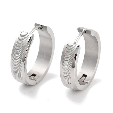 Tarnish Resistant 304 Stainless Steel Textured Huggie Hoop Earrings for Women EJEW-C096-34P-1