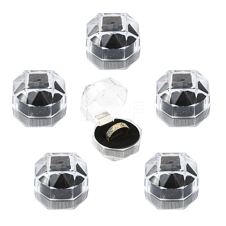 20Pcs Transparent Plastic Ring Boxes OBOX-YW0001-01-1