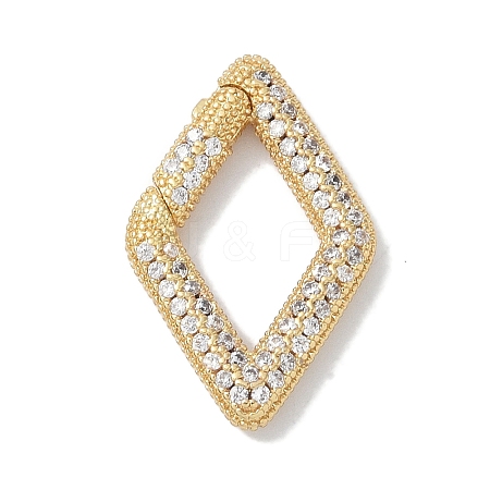 Rack Plating Brass Micro Pave Cubic Zirconia Spring Gate Rings Clasps KK-NH0002-06G-01-1