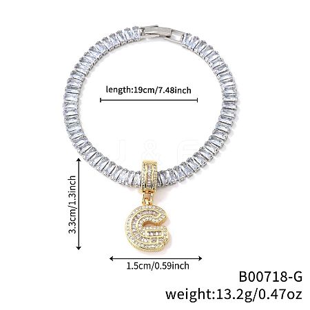 Fashionable Brass Micro Pave Clear Cubic Zirconia Charm Bracelets AF9298-7-1