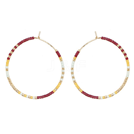 Handmade Glass Seed Beads Hoop Earrings LS-HQ0649-1-1