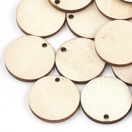 Undyed Wood Pendants WOOD-T008-13-1