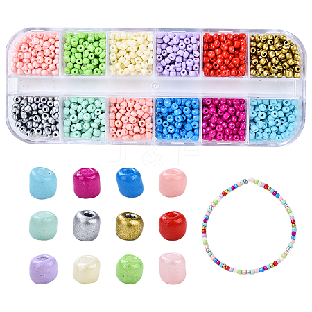 48G 12 Colors Baking Paint Glass Round Seed Beads SEED-YW0002-78-1