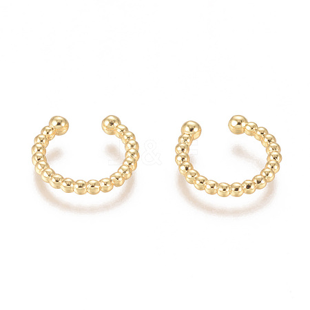 Brass Cuff Earrings X-EJEW-L244-02G-1