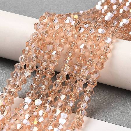 Transparent Electroplate Glass Beads Strands EGLA-S056-4mm-19-1