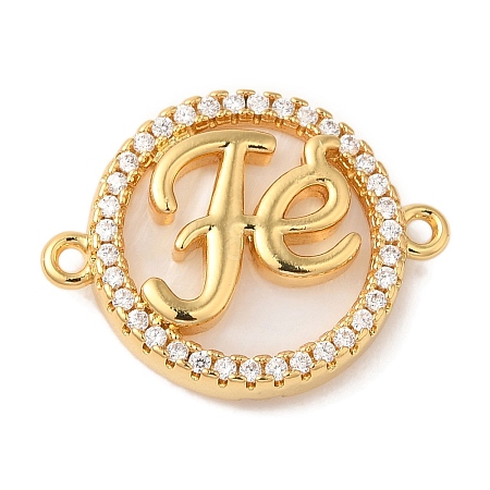 Rack Plating Brass Micro Pave Clear Cubic Zirconia Fe Connector Charms X-KK-L220-003G-02-1
