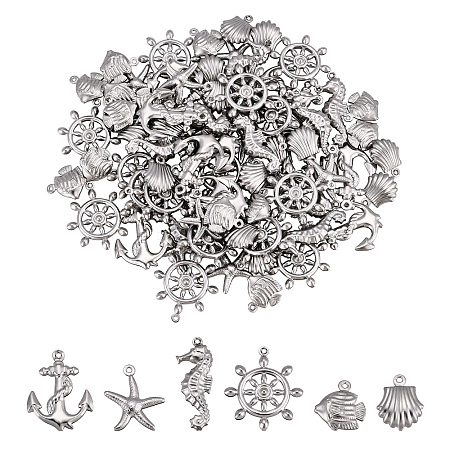 DICOSMETIC 120Pcs 6 Style 316 Surgical Stainless Steel Pendants STAS-DC0003-50-1