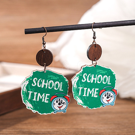 Teachers' Day Printed Wooden Dangle Earrings for Teachers FS-WG20E88-05-1