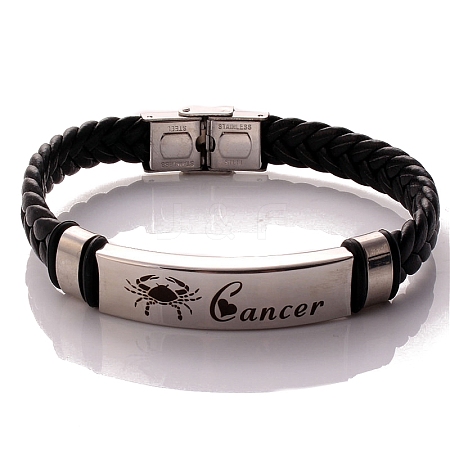 Braided Leather Cord Bracelets PW-WG99416-04-1