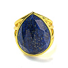 Teardrop Natural Lapis Lazuli Open Cuff Rings RJEW-C087-01G-01-2