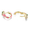 Green Cubic Zirconia Snake Huggie Hoop Earring EJEW-N011-46F-NF-3