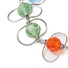 Copper Wire Wrapped Colorful Faceted Glass Round Bead Link Bracelets for Women BJEW-JB10320-3