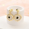 Real 18K Gold Plated Brass Enamel Dangle Stud Earrings Findings KK-B124-09G-01-1