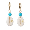 Synthetic Turquoise & Shell Leverback Earrings EJEW-JE06880-4