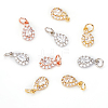 BENECREAT 12Pcs 3 Colors Brass Cubic Zirconia Charms KK-BC0002-77-3