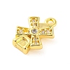 Brass Pave Clear Cubic Zirconia Charms KK-Z051-01G-02-2