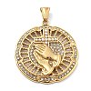 304 Stainless Steel Rhinestone Cross Praying Hands Pendants STAS-V008-33G-1