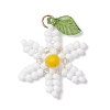 Glass Seed Beaded Flower Pendants PALLOY-TA00345-01-1
