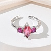 Brass Micro Pave Cubic Zirconia Cuff Open Rings for Women RJEW-L343-14P-01-2