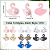 HOBBIESAY 14Pcs 14 Style Swan Shape Cloth Sew on Patches PATC-HY0001-18-2