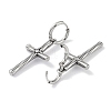 316 Surgical Stainless Steel Cross Hoop Earrings for Women EJEW-P274-05AS-2