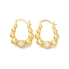 Rack Plating Round Ball Brass Micro Pave Clear Cubic Zirconia Hoop Earrings EJEW-I310-20G-1