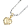 Brass Clear Cubic Zirconia Heart Pendant Strass Chain Necklaces for Women NJEW-U015-10GP-02-2