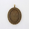 Tibetan Style Alloy Oval Pendant Cabochon Settings TIBEP-M018-47AB-NF-1