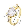 Brass Pave Cubic Zirconia Adjustable Cuff Rings for Women JI1426-2