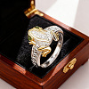 Brass with Crystal Rhinestone Finger Rings FS-WG7BD91-01-3
