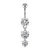 Heart Brass Pave Clear Cubic Zirconia Curved Barbell Dangle Belly Rings FS-WGEB4D3-05-1