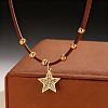 Alloy Crystal Rhinestone Star Pendant Faux Suede Cord Necklaces for Women WG50317-02-1
