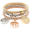 3Pcs 3 Colors Zinc Alloy Charm Bracelets BJEW-SC0001-56-1