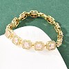 Square Brass Micro Pave Clear Cubic Zirconia and Glass Link Chain Bracelets BJEW-T025-04G-04-3