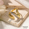 Brass Micro Pave Clear Cubic Zirconia Cuff Rings FS-WGA555F-01-1