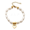 304 Stainless Steel Heart Charm Bracelets for Women BJEW-C098-09G-4