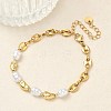 Nuggets 304 Stainless Steel & ABS Plastic Imitation Pearl Chain Bracelets BJEW-A169-07G-1