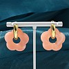 Brass Resin Flower Hoop Earrings for Women EJEW-U038-01G-2