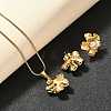 304 Stainless Steel Pendant Necklaces & Stud Earring Set for Women SJEW-C007-01A-G-3