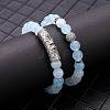 2Pcs 2 Style Natural Aquamarine Stretch Bracelets Set BJEW-SW00094-5