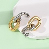 304 Stainless Steel Two Tone Oval Dangle Stud Earrings EJEW-L304-04GP-3