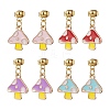 4 Pair 4 Color Enamel Mushroom Dangle Stud Earrings EJEW-JE05158-1