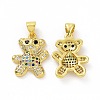 Brass Micro Pave Clear Cubic Zirconia Pendants ZIRC-F135-28G-03-1