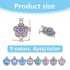 32Pcs 8 Colors Printed Alloy Enamel Connector Charms ENAM-DC0002-08-2