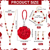 Rose Alloy Dangle Stud Earrings & Link Chain Bracelet & Pendant Necklace Sets SJEW-UN0001-22-3